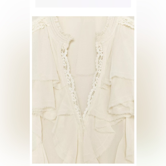 ZARA ZW COLLECTION LACE RUFFLE BLOUSE - Picture 8 of 10